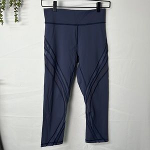 LULULEMON | Women's Leggings Size 8 Grey/ Blue Mesh Yoga Run Hike Capri Crop